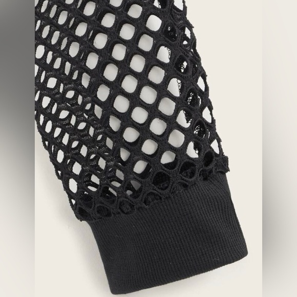 𝅺SHEIN - Fishnet Drawstring Hooded Sweatshirt - Picture 3 of 3